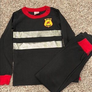 Hanna Andersson Black Pajama Set with Red and Silver Details